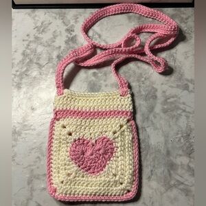 Heart Crochet Phone Bag
